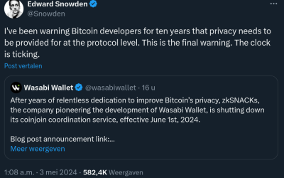 Snowden: Bitcoin, dit is mijn laatste waarschuwing!