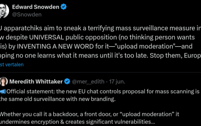 Snowden: de EU is bezig een massa-surveillance maatregel door te drukken door een nieuw woord uit te vinden, hou ze tegen!