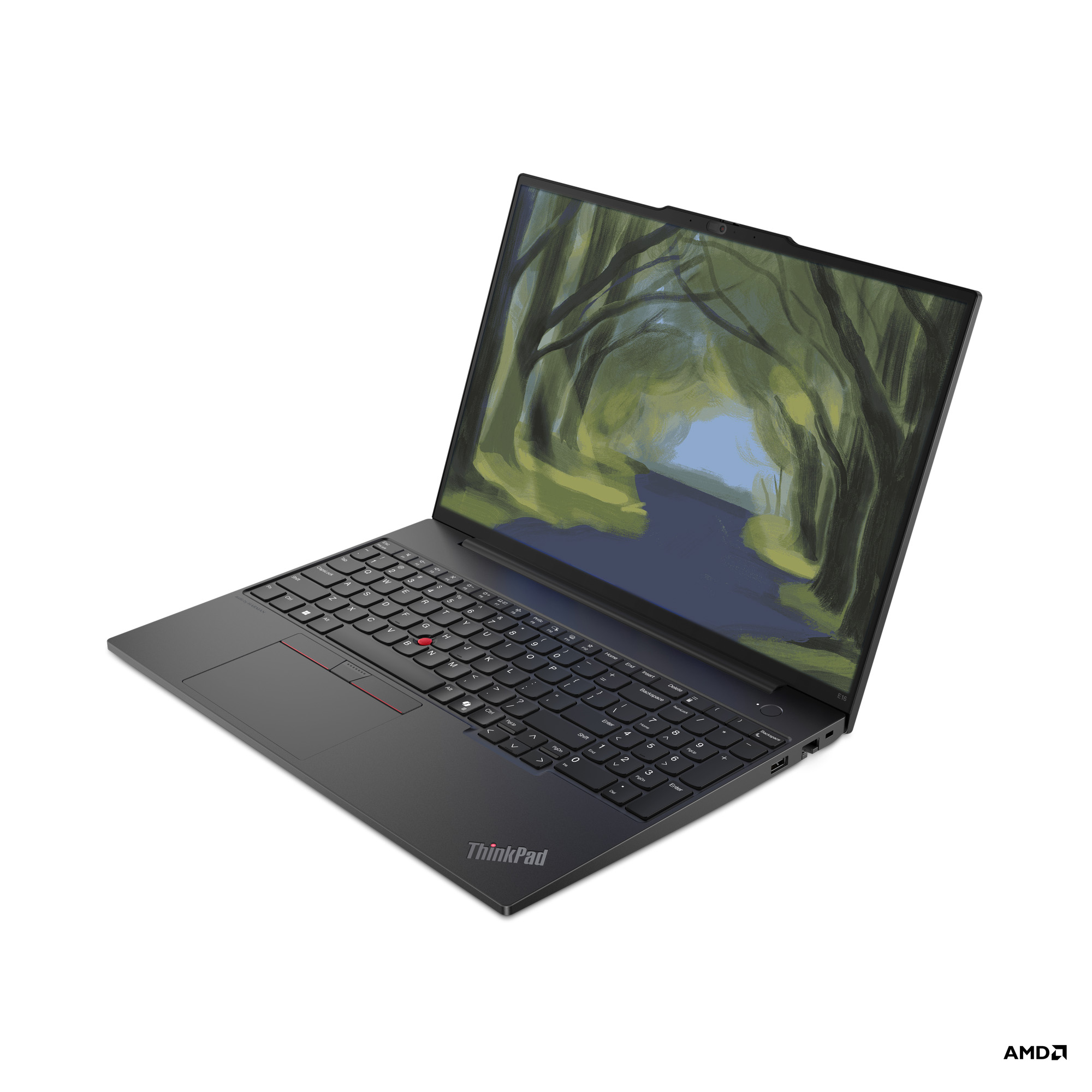 01_ThinkPad_E16_Gen_2_Graphite_Black_IRRGBcameraMetalDcover_Hero_Front_Facing_Right